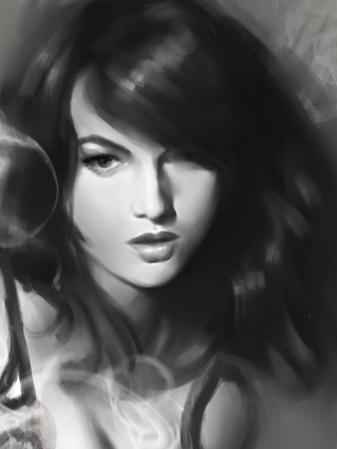 Monochrome Drawing Of Girl screenshot #1 480x640