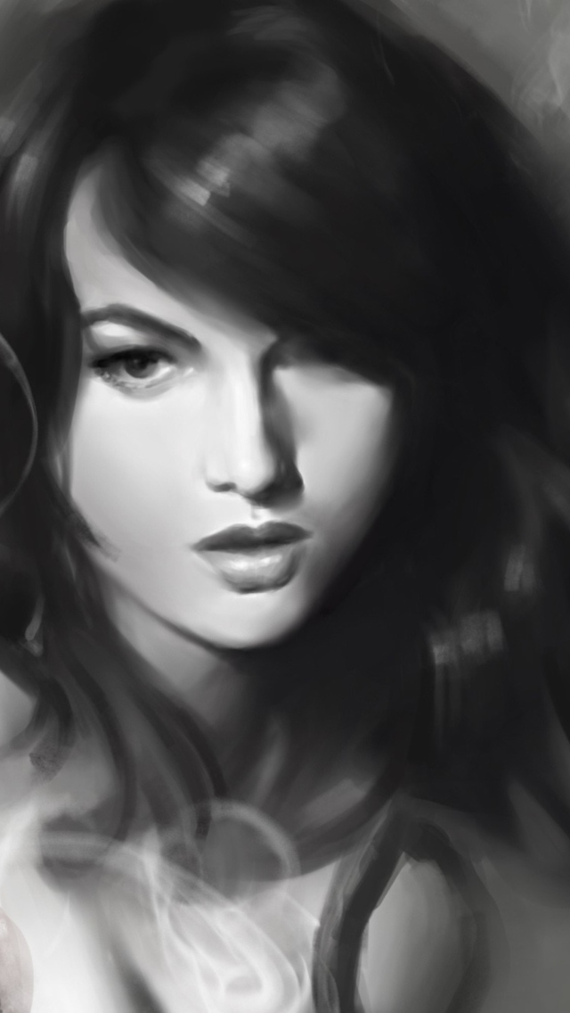 Screenshot №1 pro téma Monochrome Drawing Of Girl 640x1136