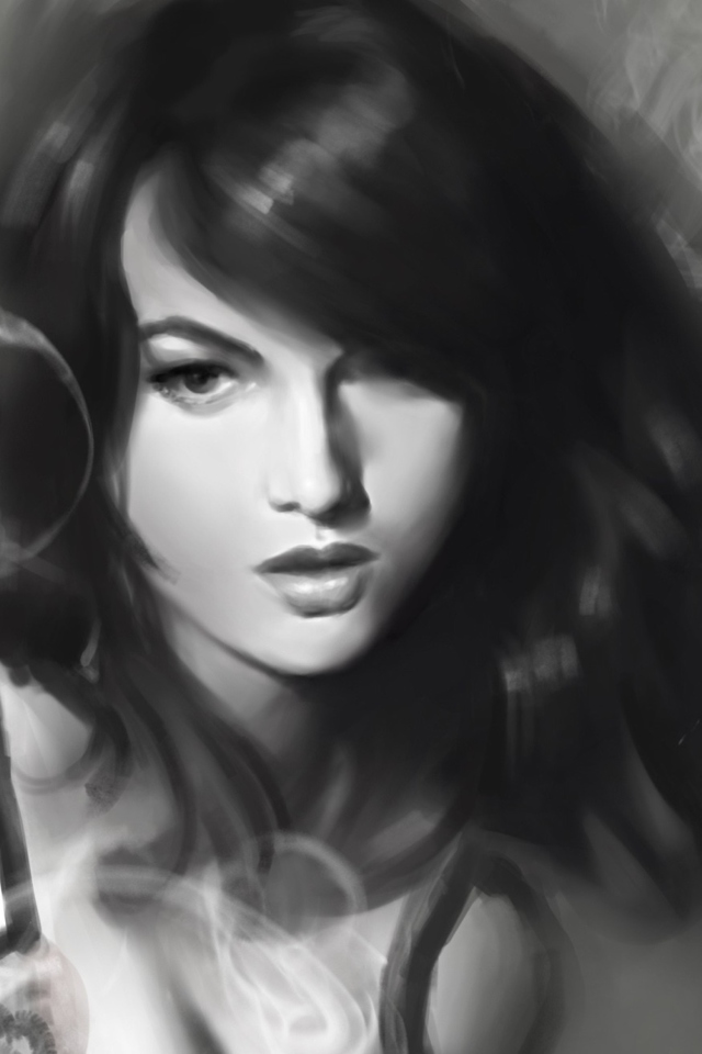 Sfondi Monochrome Drawing Of Girl 640x960