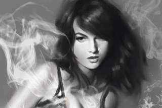 Monochrome Drawing Of Girl Wallpaper for Android, iPhone and iPad
