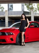 Ford Mustang GT Vortech with Brunette Girl wallpaper 132x176