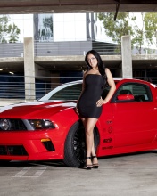 Ford Mustang GT Vortech with Brunette Girl wallpaper 176x220