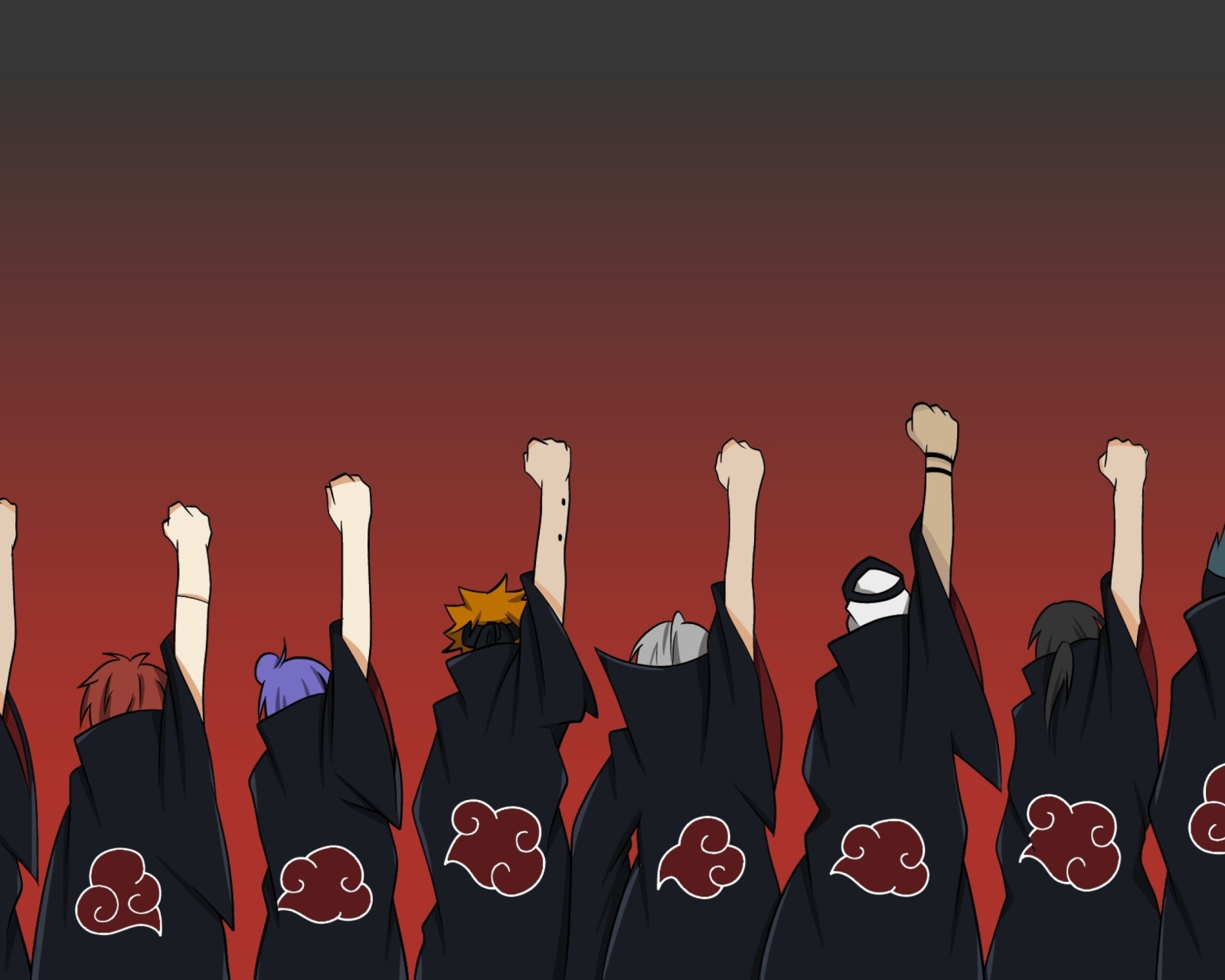 Naruto, Itachi, Sasori, Tobi, Deidara with Sharingan Logo screenshot #1 1600x1280