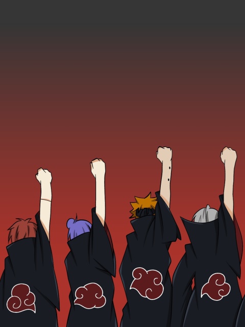Naruto, Itachi, Sasori, Tobi, Deidara with Sharingan Logo screenshot #1 480x640