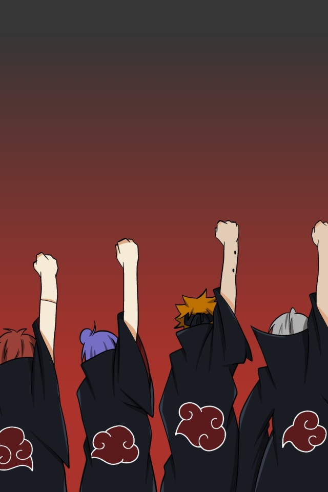 Naruto, Itachi, Sasori, Tobi, Deidara with Sharingan Logo screenshot #1 640x960