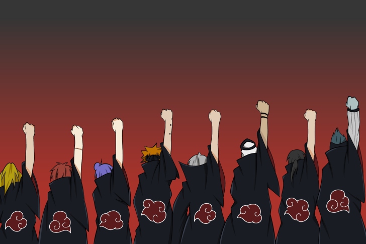 Naruto, Itachi, Sasori, Tobi, Deidara with Sharingan Logo screenshot #1