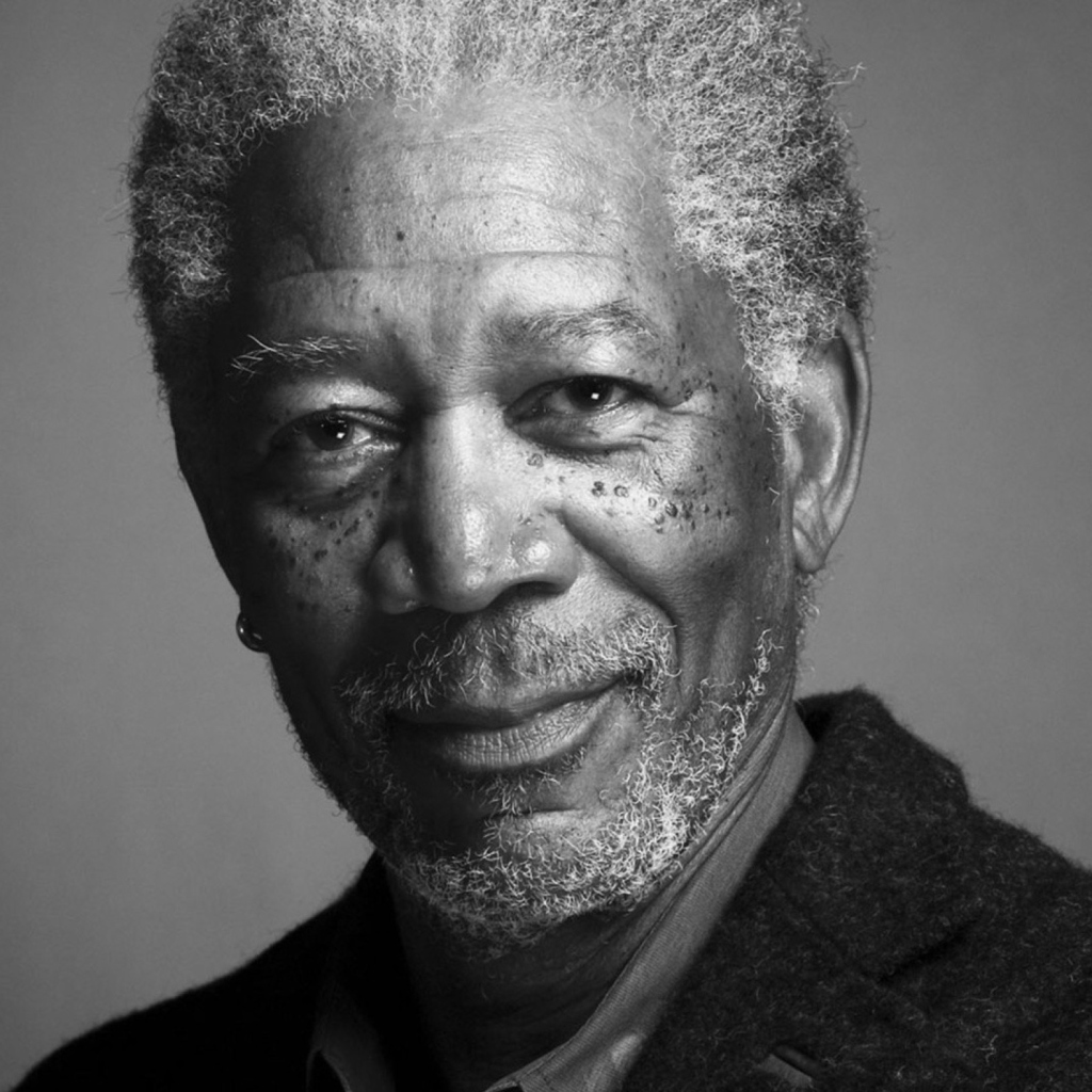 Обои Morgan Freeman Portrait In Black And White 1024x1024