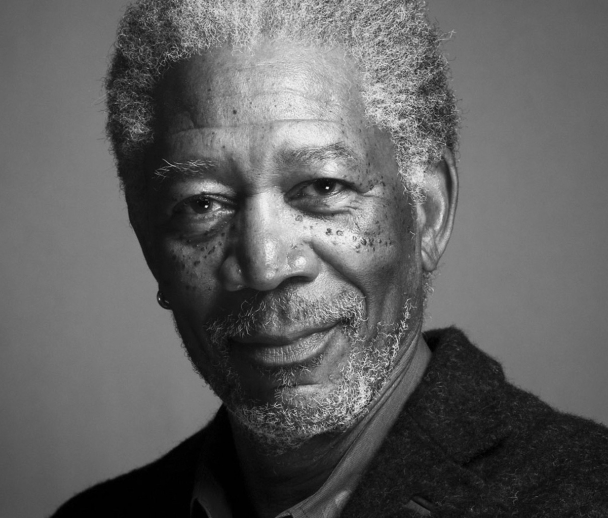 Das Morgan Freeman Portrait In Black And White Wallpaper 1200x1024