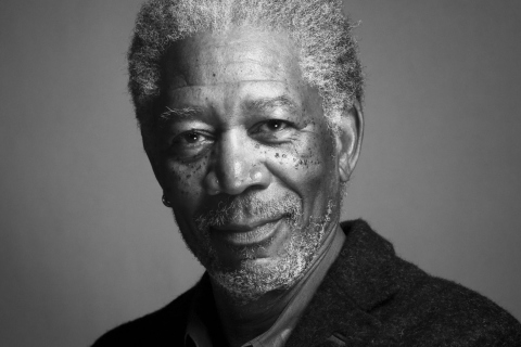 Morgan Freeman Portrait In Black And White wallpaper 480x320