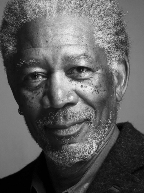Morgan Freeman Portrait In Black And White wallpaper 480x640