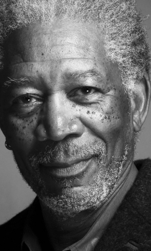 Morgan Freeman Portrait In Black And White screenshot #1 480x800