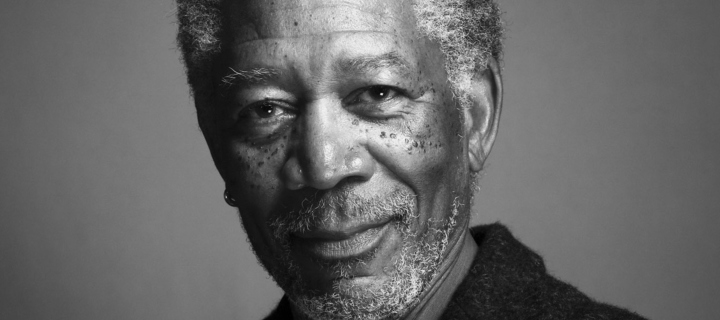 Morgan Freeman Portrait In Black And White screenshot #1 720x320