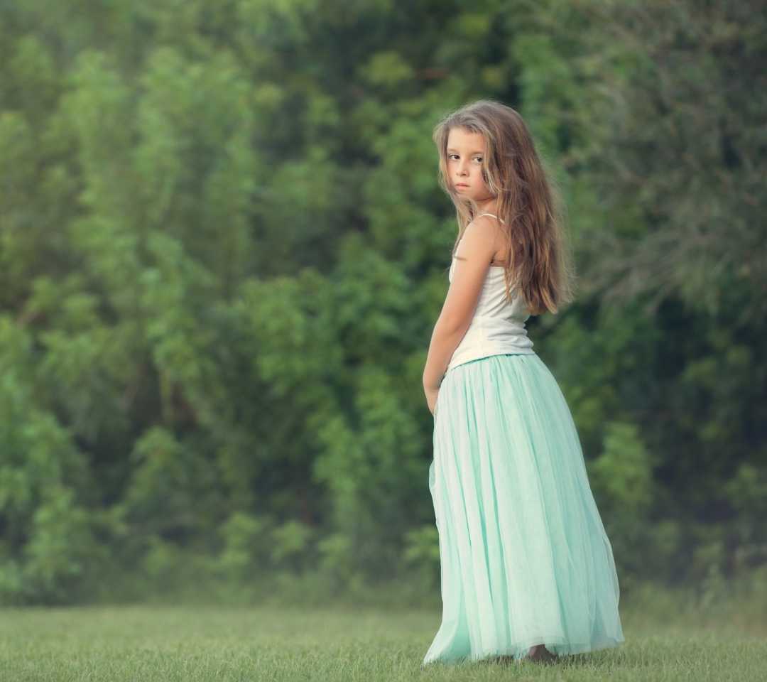 Pretty Child In Long Blue Skirt wallpaper 1080x960