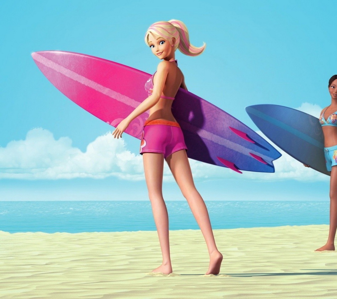 Das Barbie Surfing Wallpaper 1080x960