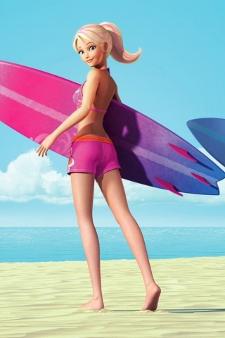 Das Barbie Surfing Wallpaper 320x480