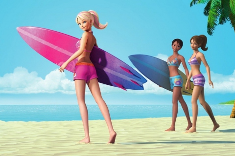 Обои Barbie Surfing 480x320