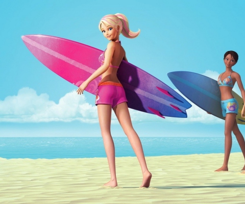 Sfondi Barbie Surfing 480x400