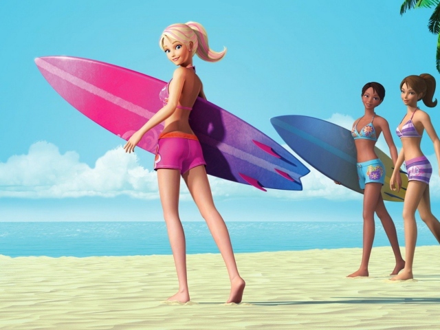 Fondo de pantalla Barbie Surfing 640x480