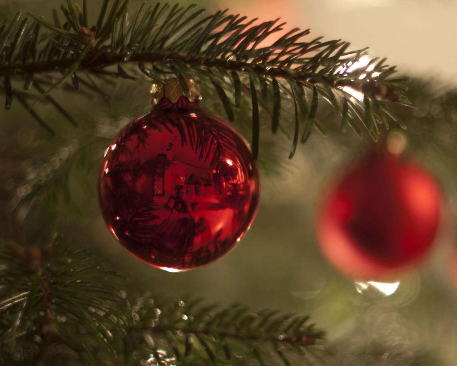 Fondo de pantalla Red Balls On Christmas Tree 1600x1280
