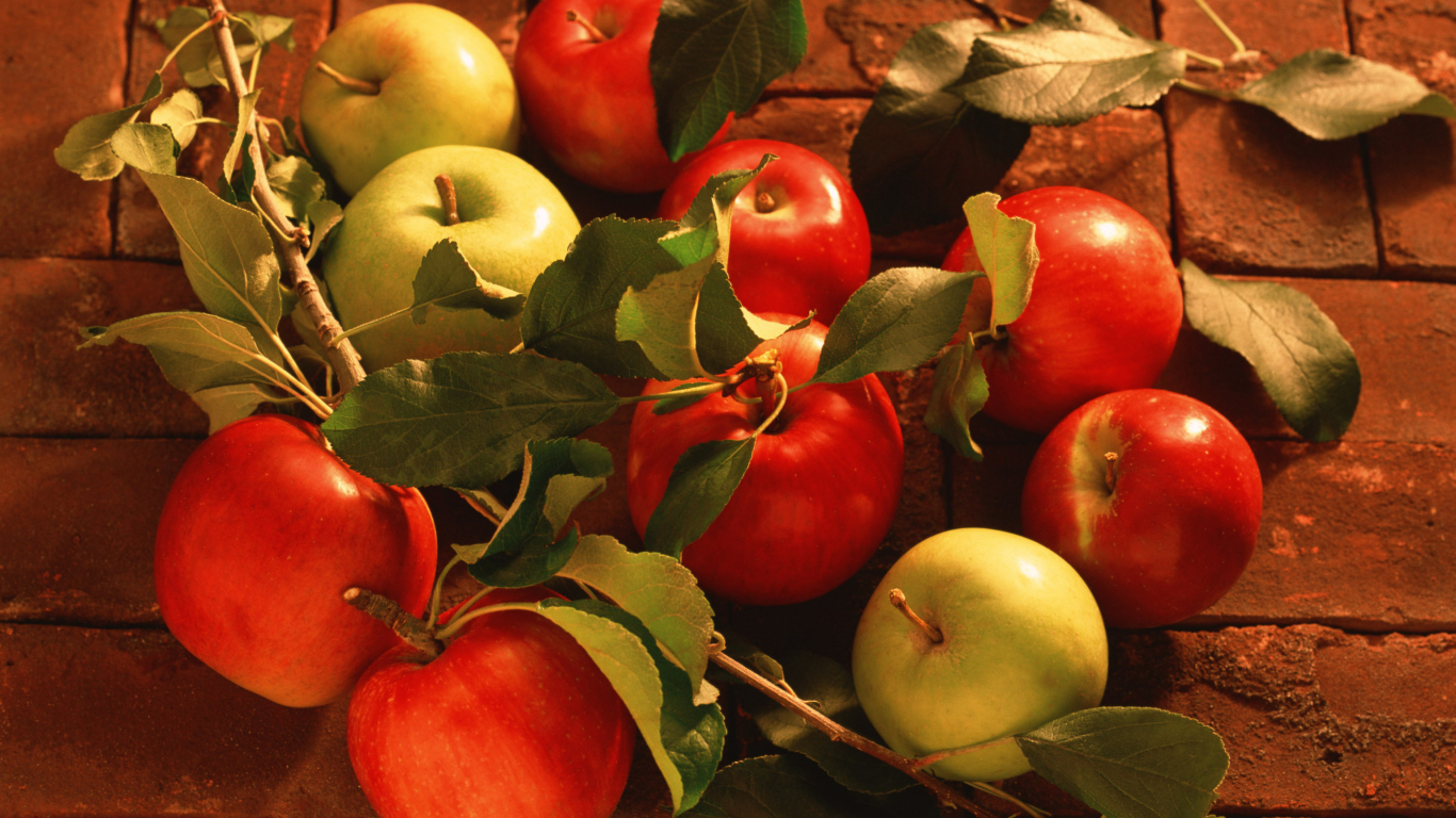 Das Fresh Autumn Apples Wallpaper 1366x768