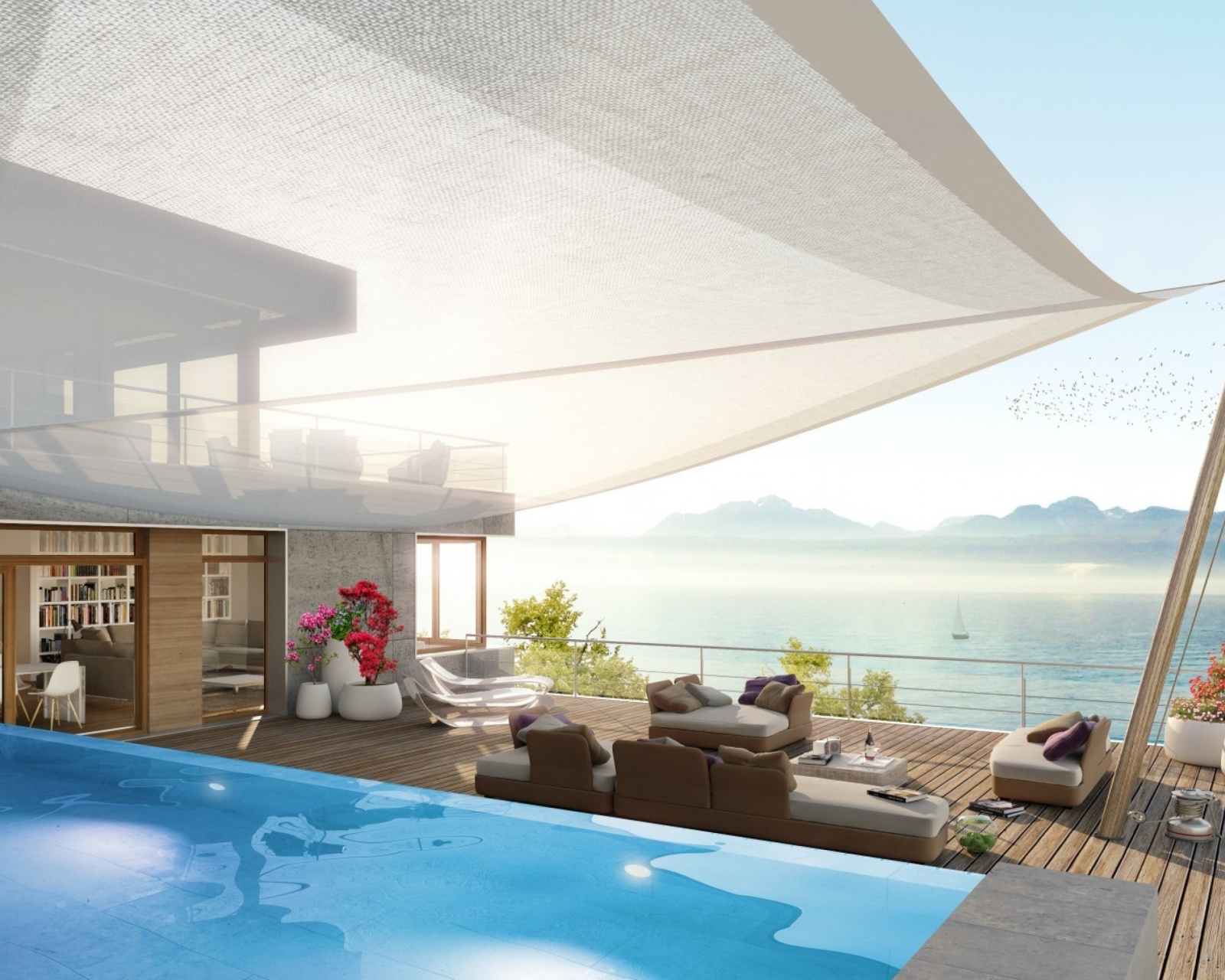 Обои Luxury Villa with Terrace in Barbara Beach, Curacao 1600x1280