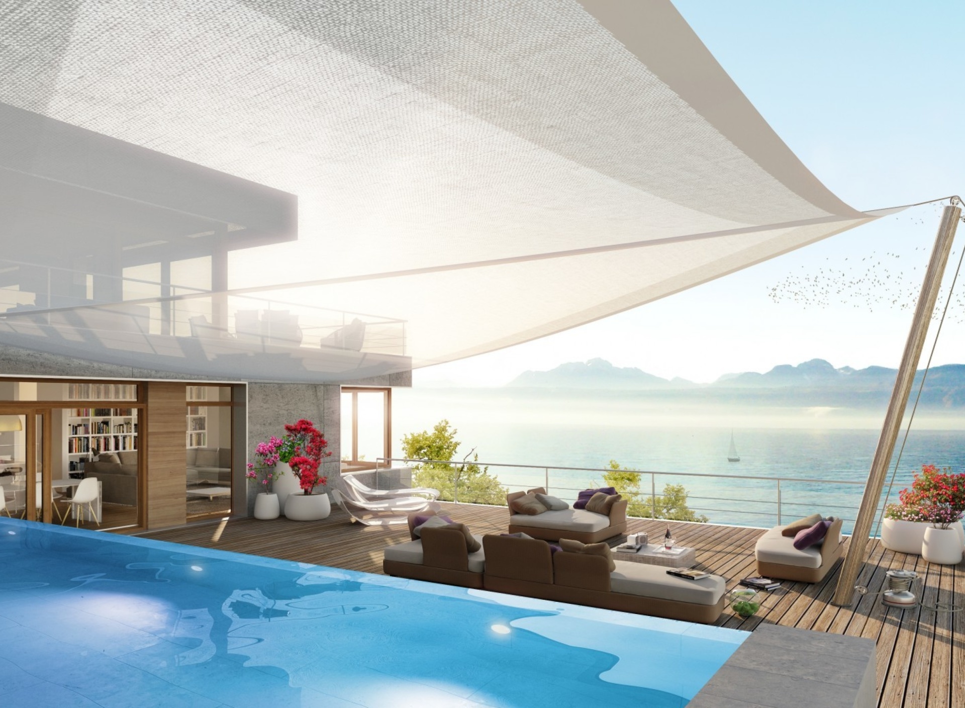 Обои Luxury Villa with Terrace in Barbara Beach, Curacao 1920x1408