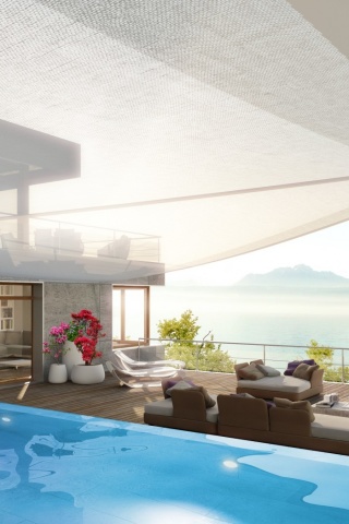 Обои Luxury Villa with Terrace in Barbara Beach, Curacao 320x480