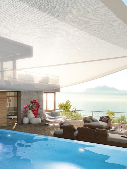 Обои Luxury Villa with Terrace in Barbara Beach, Curacao 480x640