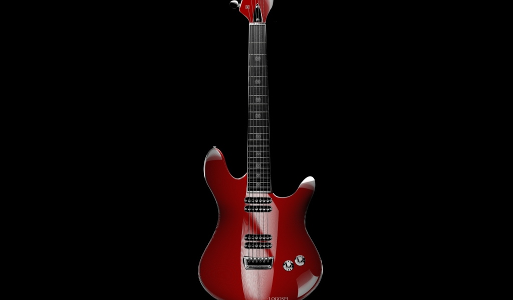 Red Guitar wallpaper 1024x600