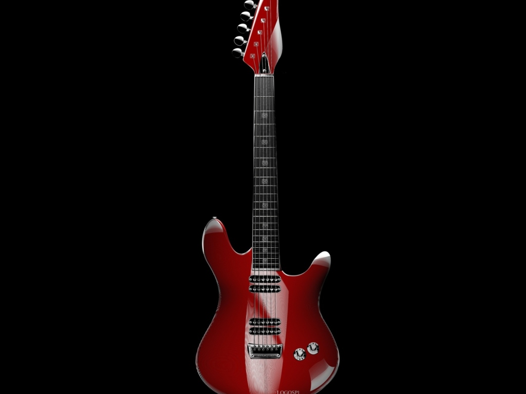 Red Guitar wallpaper 1024x768