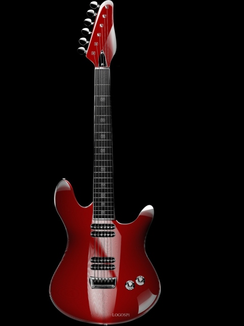 Red Guitar wallpaper 480x640