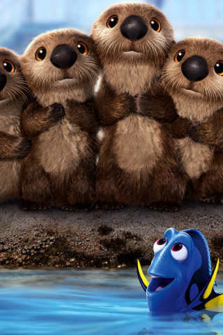 Обои Finding Dory 3D Film with Beavers 320x480