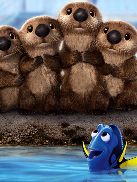 Das Finding Dory 3D Film with Beavers Wallpaper 480x640