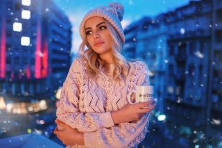 Winter stylish woman sfondi gratuiti per Widescreen Desktop PC 1600x900