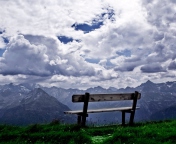 Das Bench On Top Of Mountain Wallpaper 176x144