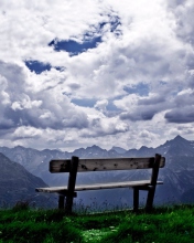 Bench On Top Of Mountain wallpaper 176x220