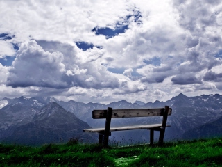 Bench On Top Of Mountain wallpaper 320x240