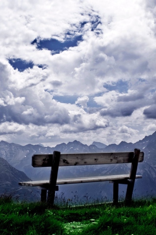 Bench On Top Of Mountain wallpaper 320x480