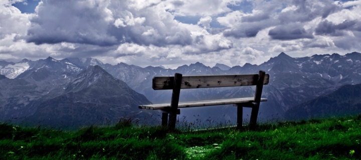 Bench On Top Of Mountain wallpaper 720x320