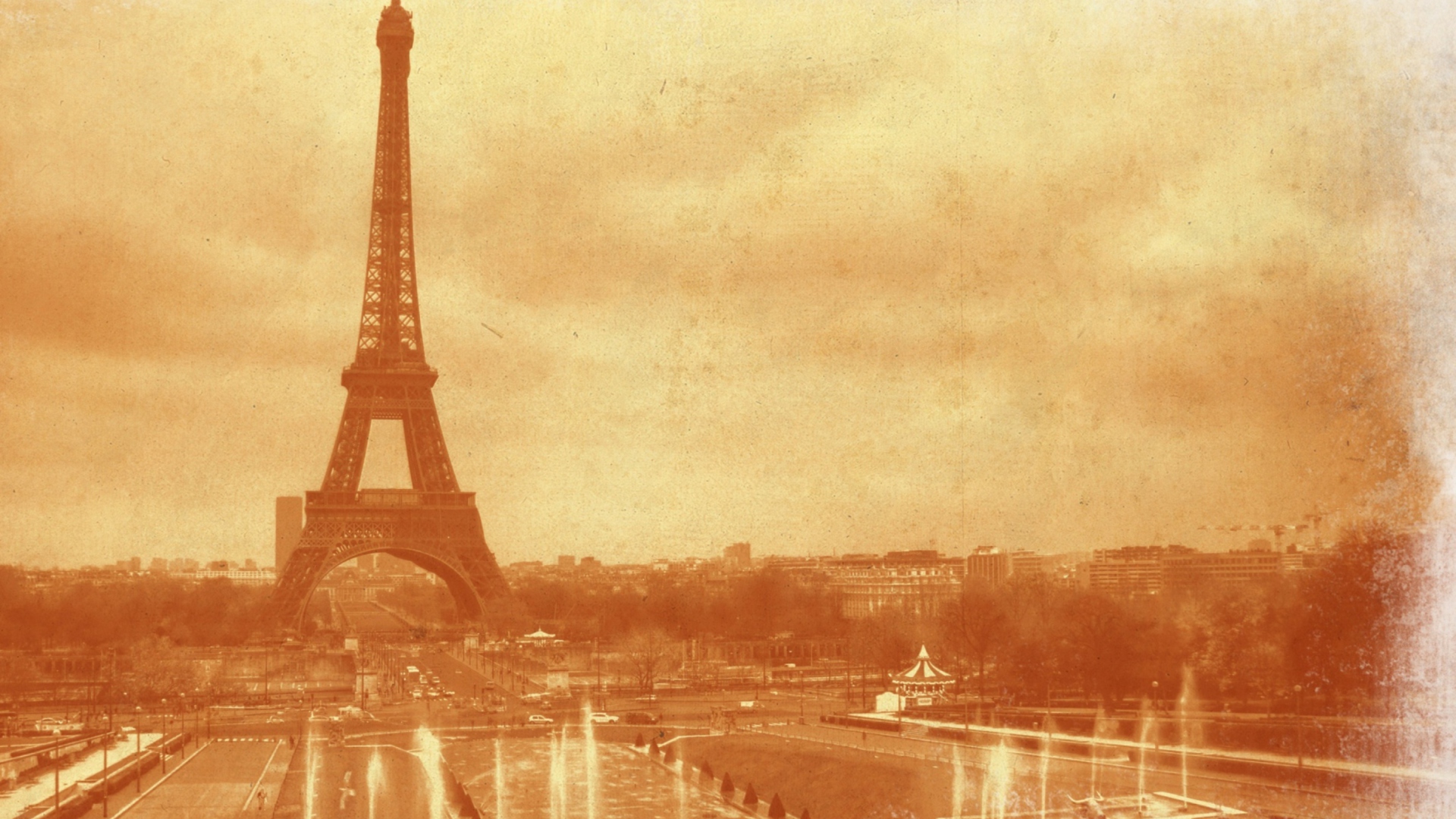 Old Photo Of Eiffel Tower screenshot #1 1920x1080