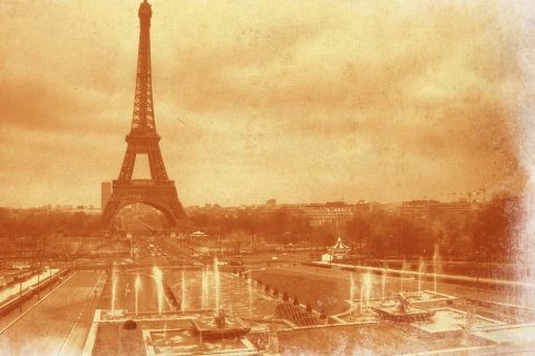 Обои Old Photo Of Eiffel Tower 480x320