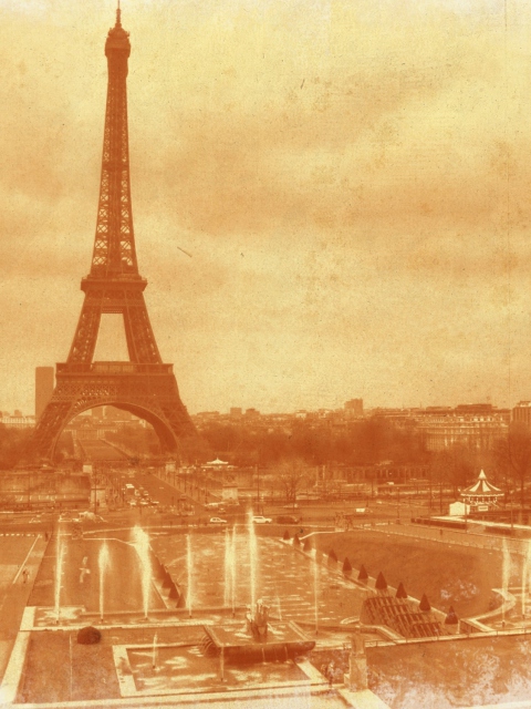 Old Photo Of Eiffel Tower wallpaper 480x640