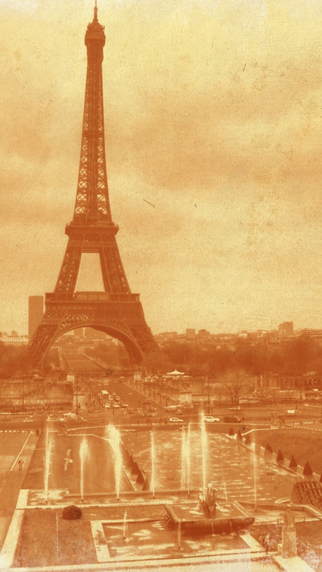 Das Old Photo Of Eiffel Tower Wallpaper 640x1136