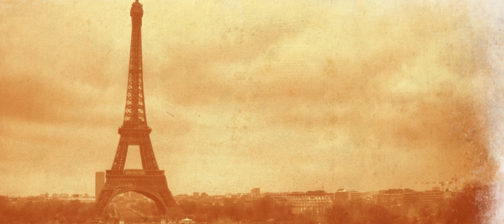 Old Photo Of Eiffel Tower wallpaper 720x320