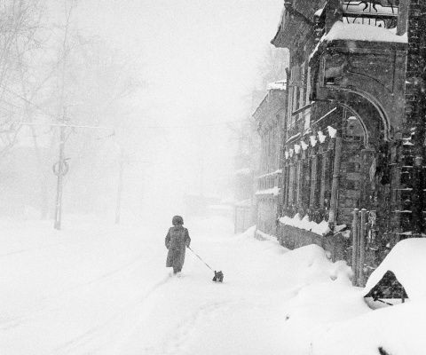 Das Winter in Russia Retro Photo Wallpaper 480x400