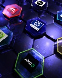 Hi-Tech Logos: AMD, HP, Ati, Nvidia, Asus wallpaper 128x160