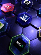 Das Hi-Tech Logos: AMD, HP, Ati, Nvidia, Asus Wallpaper 132x176