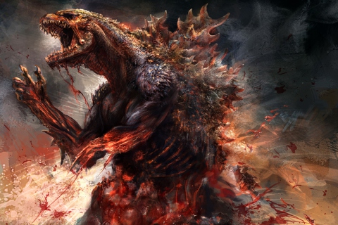 Das Godzilla 2014 Concept Wallpaper 480x320