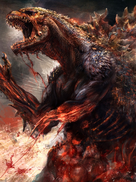 Das Godzilla 2014 Concept Wallpaper 480x640