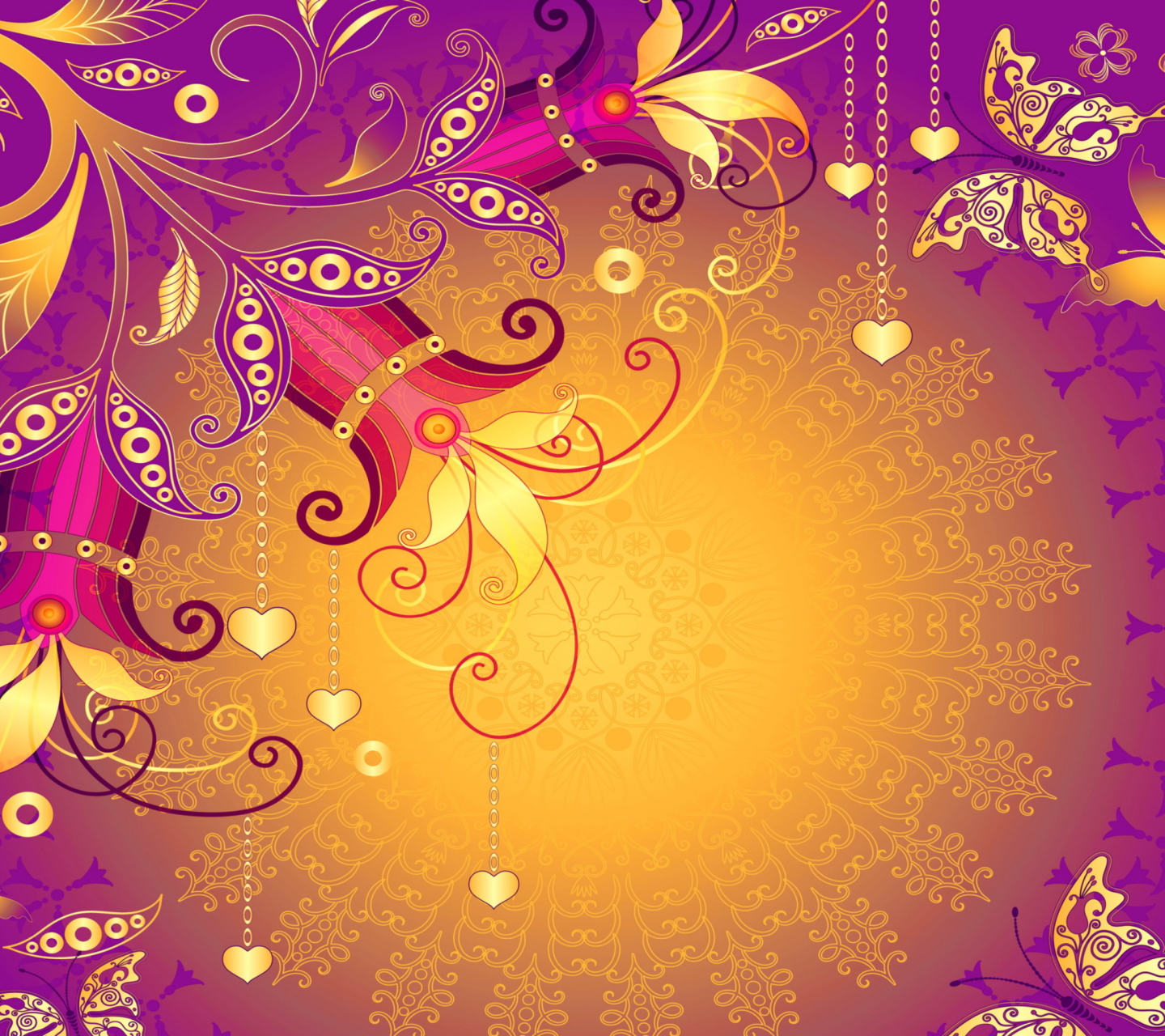 Screenshot №1 pro téma Floral Butterflies 1440x1280